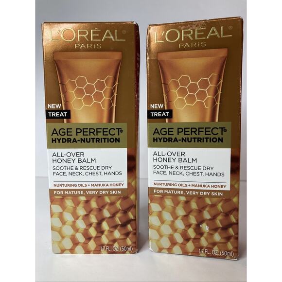 L'Oréal Age Perfect Honey Balm Hydra Nutrition Dry Mature Skin 1.7 oz Lot of 2 - Picture 5 of 5
